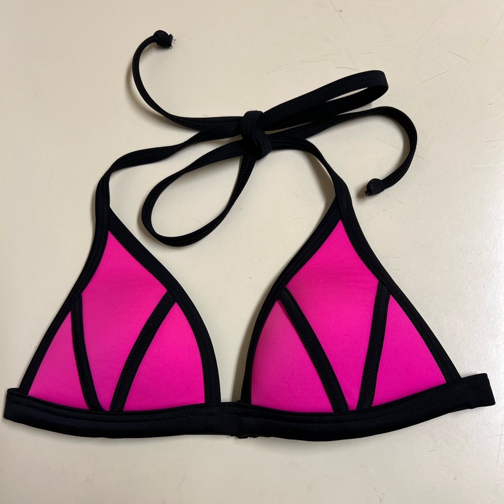 PINK Victorias Secret Triangle Neon Pink Swim Bikini Top - Size XS - EUC